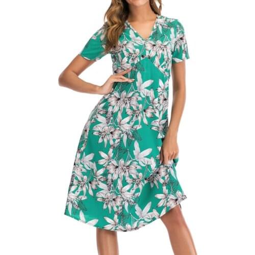 Boho Beach Dress Women Summer Dress Floral Print Vintage Chiffon Midi Dress Vestido De Festa