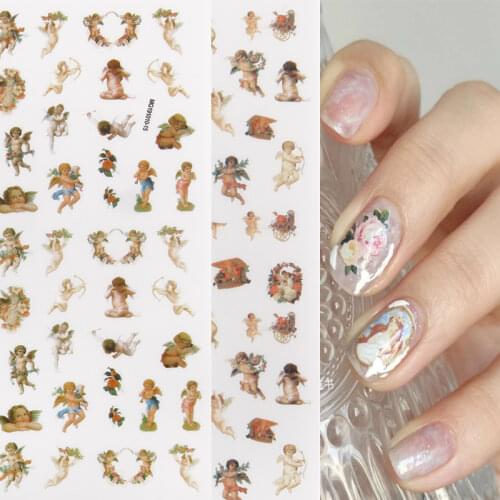 1 Sheet Angel 3D Back Glue Nail Art Sticker Flower Nail Decoration DIY Adhesive Decal Nail Ornament Stickers 15 * 9cm