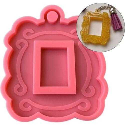 1 Pc Keychain Epoxy Resin Mold Shiny Christmas Decoration Frame Shape Keyring Pendant DIY Crafts Casting Silicone Mould