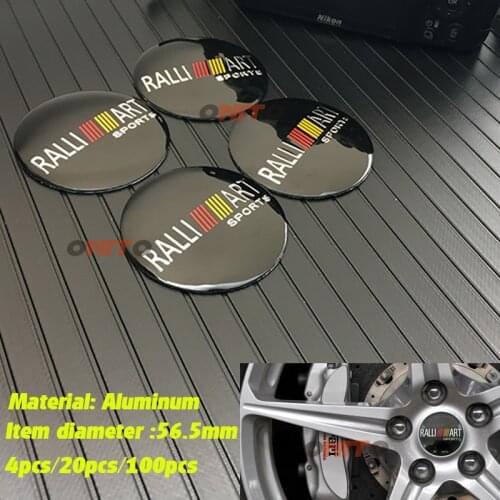 100pcs 20pcs 4pcs 2.2" 56.5mm RALLI ART Sports Car Steering tire Wheel Center car sticker Hub Cap Badge Decals