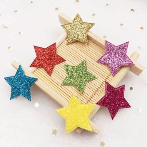 100pcs 30mm Fabric mix Glitter Leather Star Paillette Applique Wedding DIY Patches Hair Clip Accessories Craft Supplies SA912