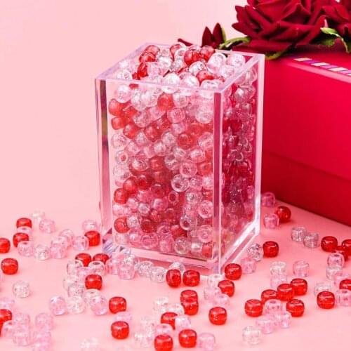 1000Pcs Valentine Glitter Plastic Beads Big Hole Assorted Round Spacer Beads Necklace Bracelet Earrings Jewelry Making
