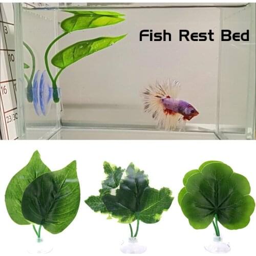 2pcs fish rest bed Hammock decor Aquarium Decoration Fish Tank Artificial Leaf Floating Bed Leaf Fighting Perch Betta Spawning