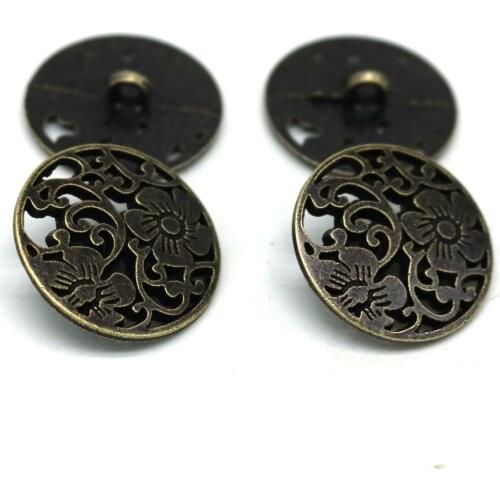 20pcs 25mm hollow Metal Button bronze Suit Jacket Coat Pure Buckle Wholesale Buttons