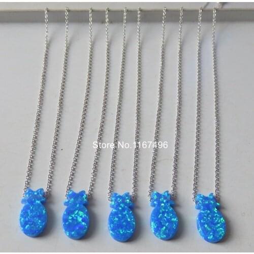 20pcs/lot 8x14mm Pineapple Opal Necklace 925 Sterling Silver Pineapple Opal necklace for women & gift