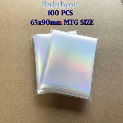 200pcs/lot Rainbow TCG MGT Transparent Laser Clear Sleeves Korea Idol Photo Holographic Protector Trading Cards Shield Cover