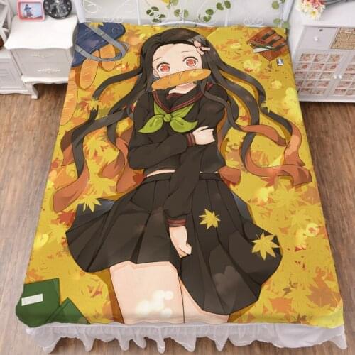 2020-Febeury update Anime Demon Slayer Kimetsu no Yaiba milk fiber bed sheet & flannel blanket summer quilt bed sheet 150x200cm