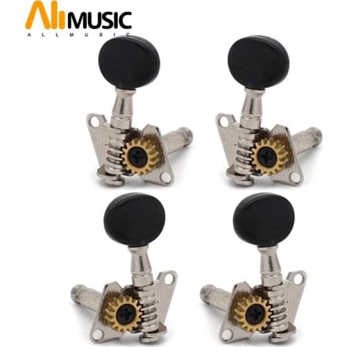 2R2L Ukulele Tuning Peg 4 String Guitar Tuning Peg keys Tuners Machine Head Small oval Concave Black Button