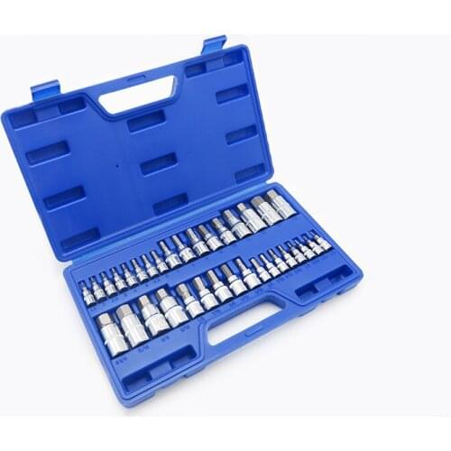 34pcs Screwdriver Allen Head Drive Sleeve Wrench Spline Bit Socket Set For Tamper-Proof Lug Nuts Sockets Set