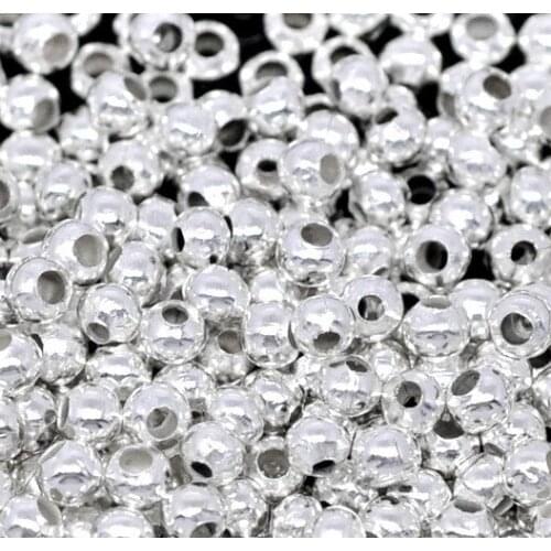 Free Shipping Wholesale 1000pcs Silver Plated Smooth Ball Spacer Beads 4mmDia. Jewelry Findings