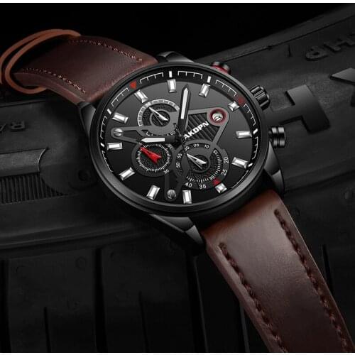 AKDPN New Classic Mens Watches Top Brand Luxury Watch Man Military Leather Waterproof Sports Quartz Clock Male Relogio Masculino