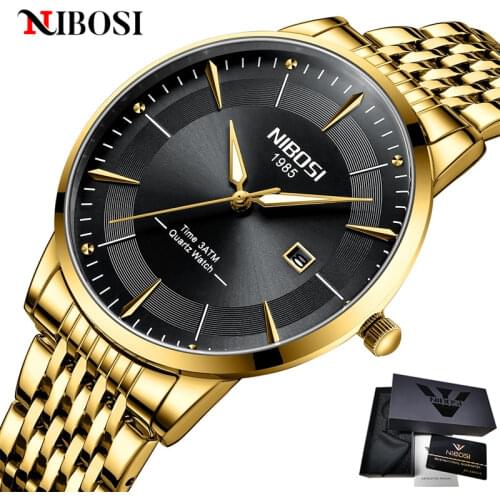 Relogio Masculino NIBOSI Men Watches Top Brand Luxury Famous Mens Fashion Casual Dress Watch Military Gold Quartz Wristwatches
