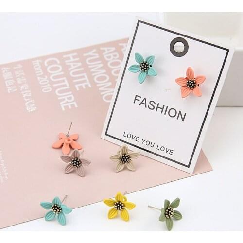 Flowers shape color 40pcs/lot handmade 17mm alloy women stud charms earrings diy jewelry pendant accessory