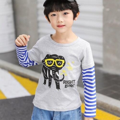 Kid Cotton Long Sleeve T Shirt brand Cartoon Dinosaur car casual boy baby striped Tops girl Tees Spring Autumn Children clothing