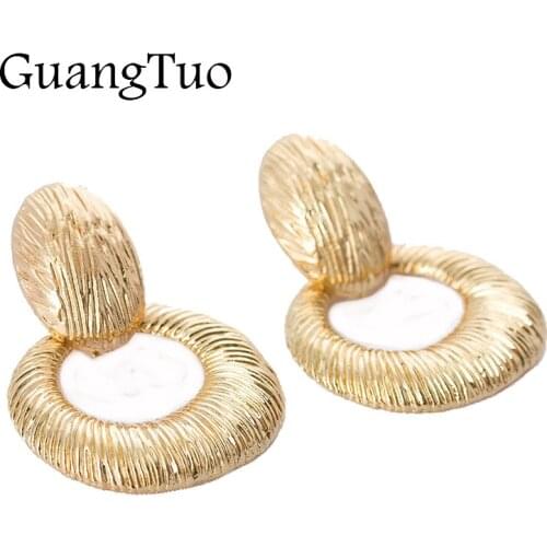 EK2197 European Brand Exaggerated Big Dangle Earrings Uneven Glossy Irregular Metal Round Drop Earring for Women Jewelry