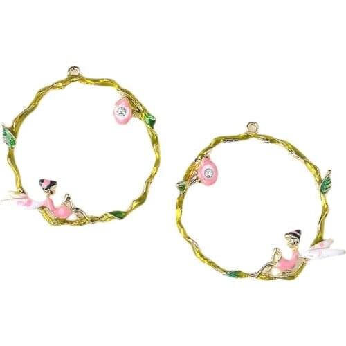 4pcs/lot Flower Alloy Pendent Ornaments Jewelry Accessories DIY Enamel Hanging Buttons for Earrings Earrings, Choker,Necklaces