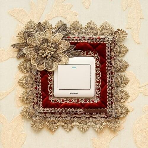 European Kai Guan Tie Shroud 86 Covers Fabric Lace Embroidery Stereo Socket Wall Sticker She Ya Creative Decorative Stickers