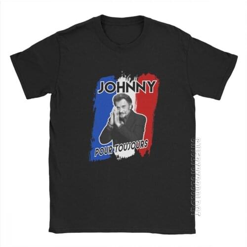 Johnny Hallyday Forever Vintage T Shirt Men Rock Music Male Tshirt Tops Plus Size Basic Tees Cotton O-Neck T-Shirt