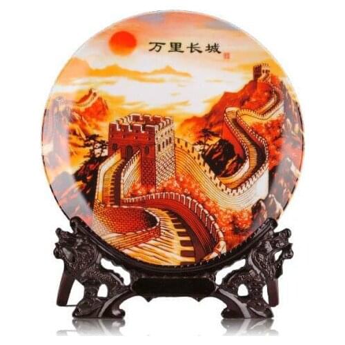 Exquisite Chinese Handmade Ceramic Plate Painted With China Great Wall
