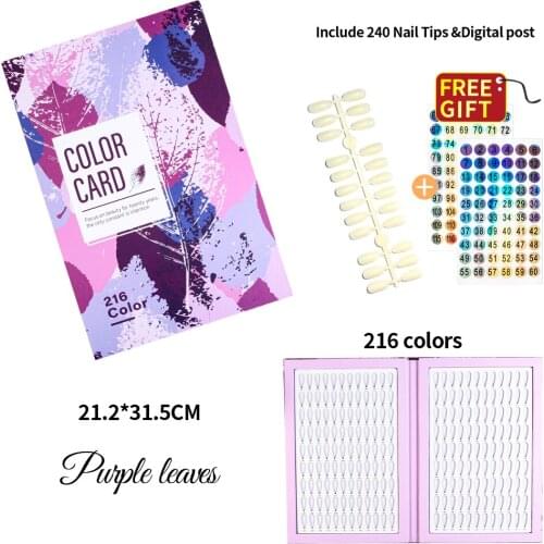 Nail Color Card, Anself 60/80/120 Colors Nail Gel Polish Display Chart Nail Practice Card Design Book with 120 Tips White