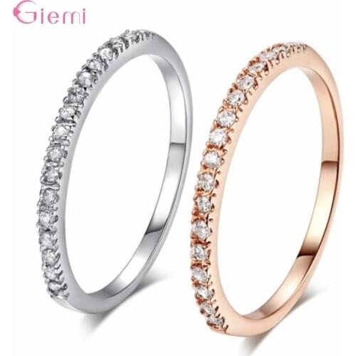 925 Sterling Silver Micro Pave Cubic Zircon Crystal Wedding Band Eternity Stacking Ring Fashion Womens Jewelry