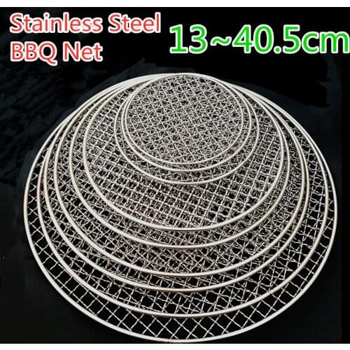 Round Stainless Steel BBQ Net Meshes Korean Barbecue Non-stick Wire Net bbq Grill Mesh Accessories Party Picnic Camping Tools