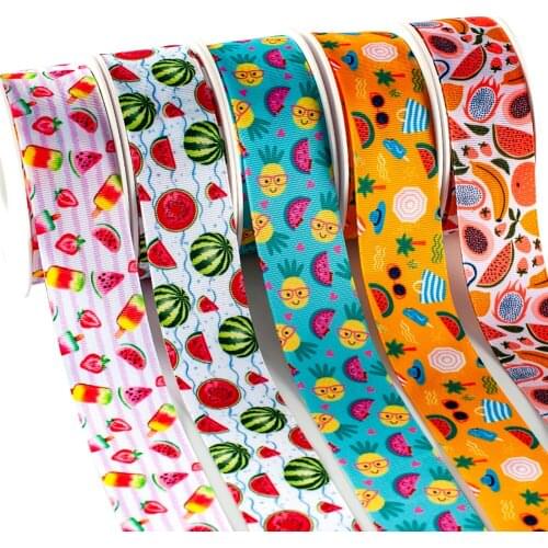 Fruit Watermelon Printed Ribbon Cute Grosgrain Printed Tape DIY Hairbows Accessory Hair Clip Decoration 10yadrs