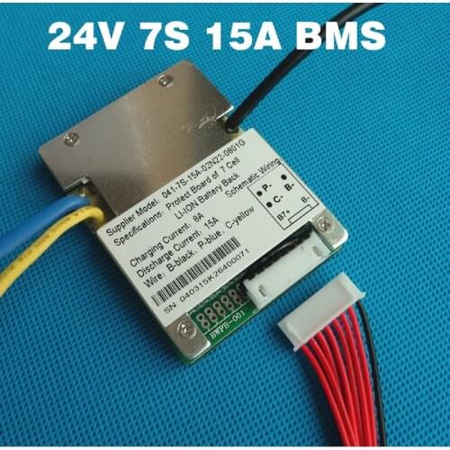 7S 24V 15A BMS li-ion battery BMS Used for 24V 8Ah 10Ah 12Ah and 15Ah battery E-bike battery BMS With balance function