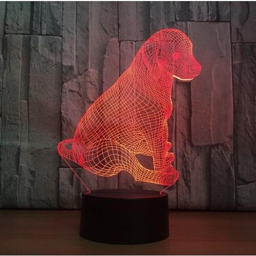 Lovely Cute Dog Colorful 3D Visual Touch Desk Table Light LED Acrylic Lamp Creative Energy-Saving Light Home Decor Holiday Gift