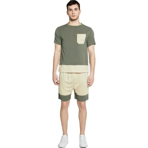 Leisure fashion sports two piece suit mens cultivate ones morality short sleeve T-shirt quilt football running shorts