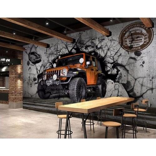 Custom mural 3d wallpaper picture European car broken wall living room decor painting 3d wall murals wallpaper for walls 3 d