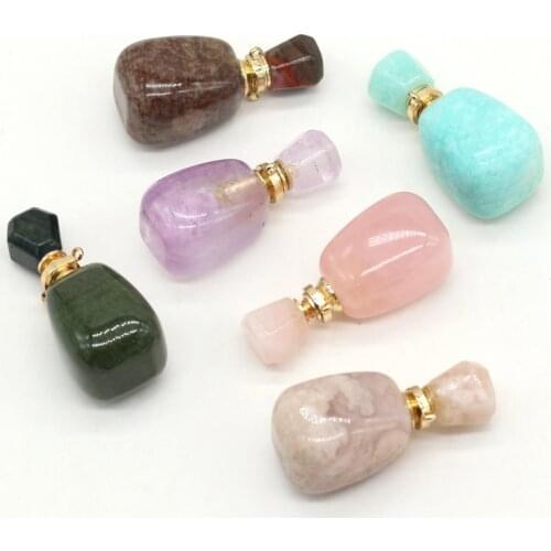 New Style Hot Sale Natural Stone Perfume Bottle Pendant Vase-Shaped Semi-Precious For Jewelry Making DIY Necklace Accessory