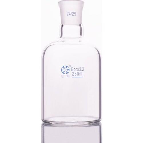 Single-deck cylindrical single-necked flat-bottom flask 250ml,Joint 24/29,Single-deck cylindrical reactor bottle