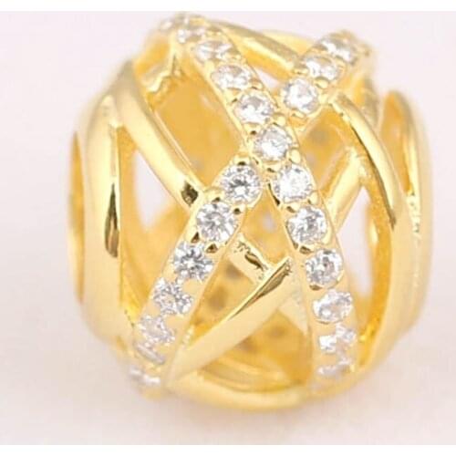 Original Openwork Gold Color Galaxy With Crystal Beads Fit 925 Sterling Silver Bead Charm Bracelet Bangle DIY Jewelry