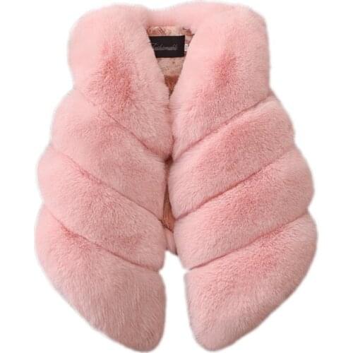 Thick Warm Baby Girl Waistcoat Outwear Children Clothing Thicken Faux Fur Girl Vest Coats Striped Kids Fur Coats Vest Jackets