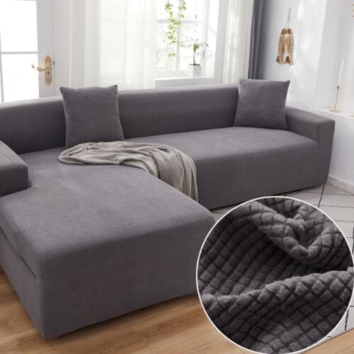 Thick sofa cover Jacquard solid color Elastic Furniture protector for living room couch cover corner sofa slipcover L shape
