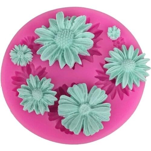 Sunflower Silicone Fondant Mold for Chocolate Sugar Craft Soft Pottery Resin Dessert Pastry Soap Candy Bakeware Decorating Tools