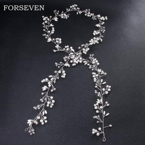 Fashion Pearl Headband Women Hair Accessories Wedding Headband Pearl Rhinestone Headband Bridal Hair Jewelry 50/100/150 cm Long