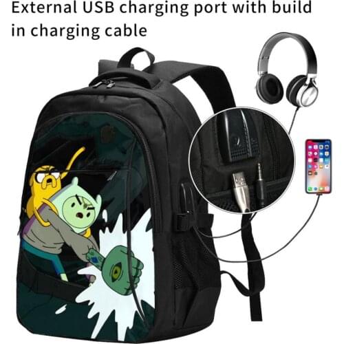 Finn (Adventure Time) USB Interface backpack Cartoon Anime School Bags Boys Rucksack Girls Knapsack Men Women Travel Bag