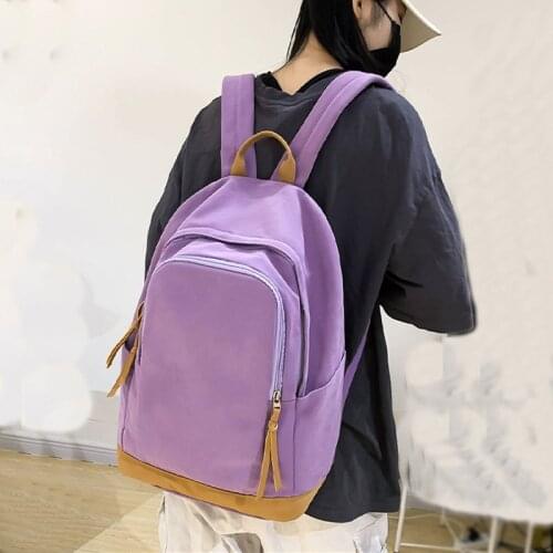 School Backpack Vintage Trend Solid Color Large Capacity Womens Backpacks for Girls Student Canvas Schoolbag Travel Female Bags