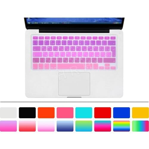 For MacBook Air Pro Retina 13 15 17 Be Silicone EU/UK Russian Gradient Rainbow Keyboard Cover Keypad Skin Protector Fore 2017