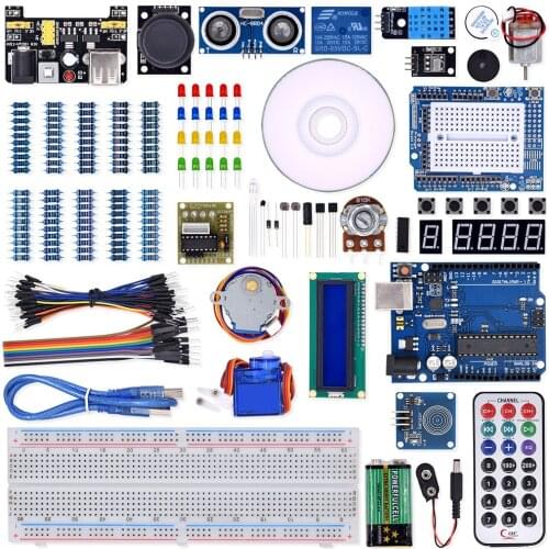 WeiKedz Super Starter Kit with Lessons CD, Relay, R3 board , Jumper Wire, SG90 Servo, Joystick Module for Starters