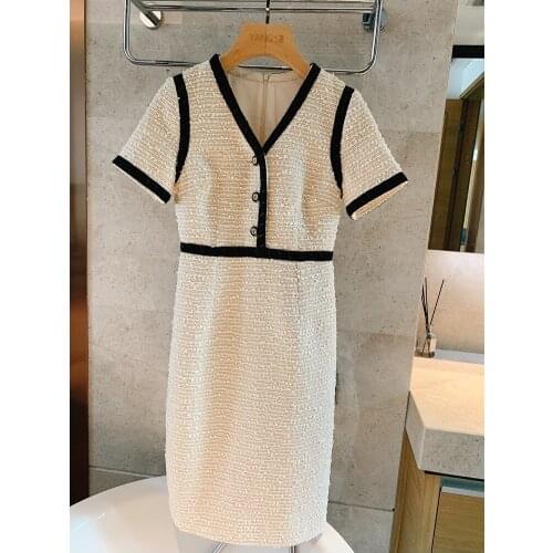 Temperament small sweet New classic tweed color matching cloth dress their children