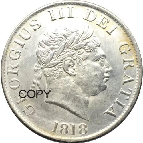 United Kingdom 1/2 Crown George III 2nd portrait 1818 Cupronickel Plated Silver Copy Coins