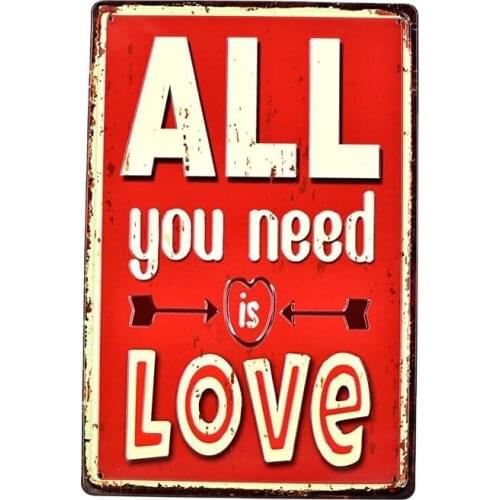 ALL YOU NEED IS LOVE Family Couple Bedroom Living Room Room Decoration Office Club Wall Decoration Retro Metal Wall Sign