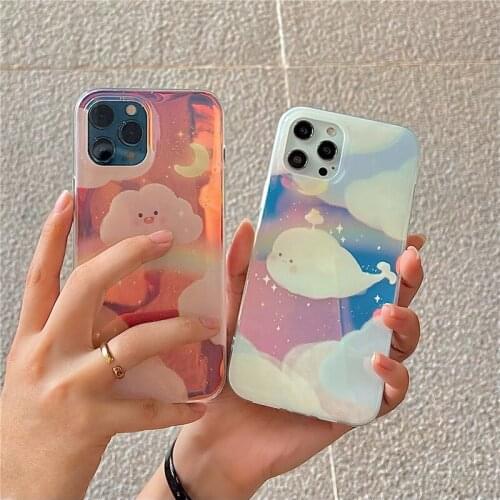 Colorful Cloudy Phone Case for iPhone12 Pro Max Soft TPU Back Cover for iPhone 11 XR Xsmax 7 8 Plus