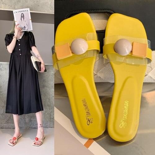 2021 Korean Version New Fashion Slippers Womern Candy Color Flat Flip-flops Woman Sandals Casual Shoes for Women A035
