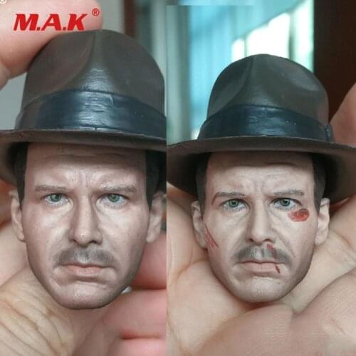 1/6 Scale Harrison Ford Head Sculpt Carved head Normal/Damaged Version with hat Cap fit 12'' Male Figure body in stock