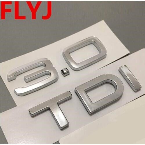 1.9 2.0 2.7 3.0 TDI quattro Letters Silver Chrome Emblem Car Styling Rear Trunk Discharging Mark Sticker for Audi A7 A8 A6L Q7