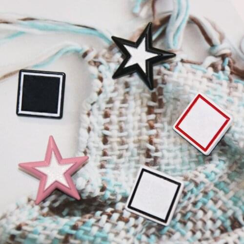 10Pcs Star Square Black Ms With Handle Metal Buttons Garment Coat Sewing Accessories Buttons For Clothes Crafts X56